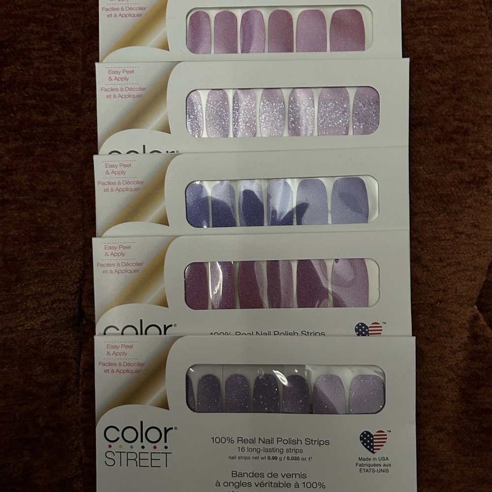 5 Color Street Lavender and  Nail Strips